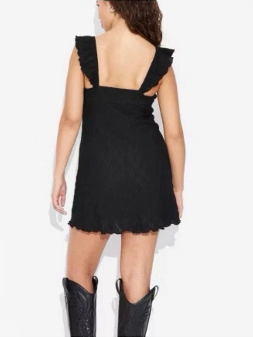 NWT Wild Fable Black Eyelet A-line Mini Dress - Picture 2 of 8
